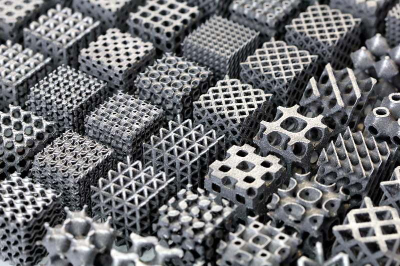 Various 3D-printed aluminum structures meant to be as simultaneously light and strong as possible. By Sam Catchpole-Smith - University of Nottingham (Image: EPSRC)